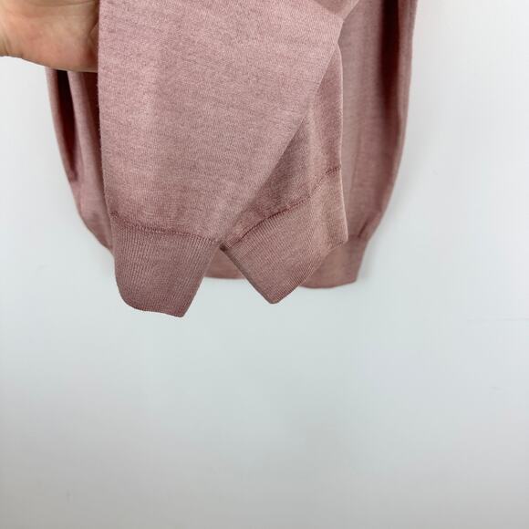 Canali Wool Silk Sweater Pullover Lightweight Crewneck Pink Long Sleeve Medium - Picture 9 of 13